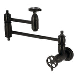 Webb Two-Handle 1-Hole Wall Mount Pot Filler with Knurled Handle