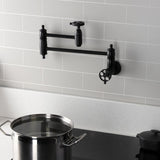 Wendell Two-Handle 1-Hole Wall Mount Pot Filler with Knurled Handle