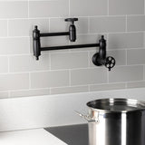 Wendell Two-Handle 1-Hole Wall Mount Pot Filler with Knurled Handle