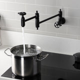 Wendell Two-Handle 1-Hole Wall Mount Pot Filler with Knurled Handle