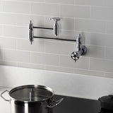 Webb Two-Handle 1-Hole Wall Mount Pot Filler with Knurled Handle