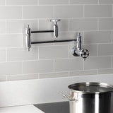 Webb Two-Handle 1-Hole Wall Mount Pot Filler with Knurled Handle