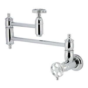 Webb Two-Handle 1-Hole Wall Mount Pot Filler with Knurled Handle