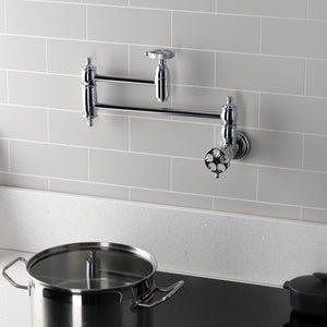 Wendell Two-Handle 1-Hole Wall Mount Pot Filler with Knurled Handle