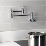 Wendell Two-Handle 1-Hole Wall Mount Pot Filler with Knurled Handle