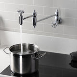 Wendell Two-Handle 1-Hole Wall Mount Pot Filler with Knurled Handle