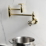 Webb Two-Handle 1-Hole Wall Mount Pot Filler with Knurled Handle