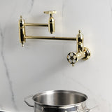 Wendell Two-Handle 1-Hole Wall Mount Pot Filler with Knurled Handle