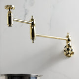 Wendell Two-Handle 1-Hole Wall Mount Pot Filler with Knurled Handle