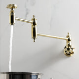 Wendell Two-Handle 1-Hole Wall Mount Pot Filler with Knurled Handle