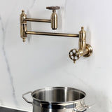 Webb Two-Handle 1-Hole Wall Mount Pot Filler with Knurled Handle