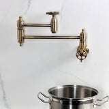 Webb Two-Handle 1-Hole Wall Mount Pot Filler with Knurled Handle