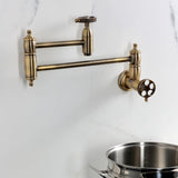 Webb Two-Handle 1-Hole Wall Mount Pot Filler with Knurled Handle