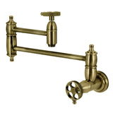 Webb Two-Handle 1-Hole Wall Mount Pot Filler with Knurled Handle