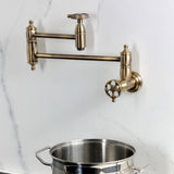 Wendell Two-Handle 1-Hole Wall Mount Pot Filler with Knurled Handle