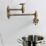 Wendell Two-Handle 1-Hole Wall Mount Pot Filler with Knurled Handle