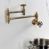 Wendell Two-Handle 1-Hole Wall Mount Pot Filler with Knurled Handle