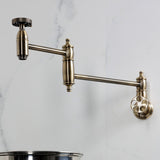 Wendell Two-Handle 1-Hole Wall Mount Pot Filler with Knurled Handle