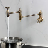 Wendell Two-Handle 1-Hole Wall Mount Pot Filler with Knurled Handle