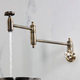 Wendell Two-Handle 1-Hole Wall Mount Pot Filler with Knurled Handle