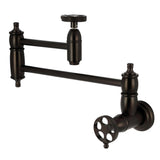 Webb Two-Handle 1-Hole Wall Mount Pot Filler with Knurled Handle