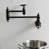 Wendell Two-Handle 1-Hole Wall Mount Pot Filler with Knurled Handle