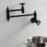 Wendell Two-Handle 1-Hole Wall Mount Pot Filler with Knurled Handle