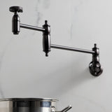 Wendell Two-Handle 1-Hole Wall Mount Pot Filler with Knurled Handle