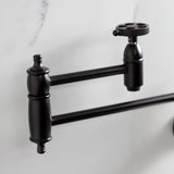 Wendell Two-Handle 1-Hole Wall Mount Pot Filler with Knurled Handle