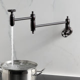 Wendell Two-Handle 1-Hole Wall Mount Pot Filler with Knurled Handle