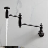 Wendell Two-Handle 1-Hole Wall Mount Pot Filler with Knurled Handle