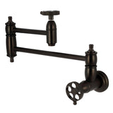 Wendell Two-Handle 1-Hole Wall Mount Pot Filler with Knurled Handle