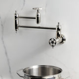 Wendell Two-Handle 1-Hole Wall Mount Pot Filler with Knurled Handle