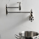 Wendell Two-Handle 1-Hole Wall Mount Pot Filler with Knurled Handle