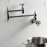 Wendell Two-Handle 1-Hole Wall Mount Pot Filler with Knurled Handle