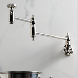 Wendell Two-Handle 1-Hole Wall Mount Pot Filler with Knurled Handle