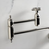 Wendell Two-Handle 1-Hole Wall Mount Pot Filler with Knurled Handle