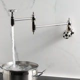 Wendell Two-Handle 1-Hole Wall Mount Pot Filler with Knurled Handle