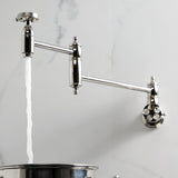 Wendell Two-Handle 1-Hole Wall Mount Pot Filler with Knurled Handle