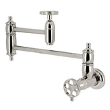 Wendell Two-Handle 1-Hole Wall Mount Pot Filler with Knurled Handle