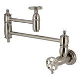 Webb Two-Handle 1-Hole Wall Mount Pot Filler with Knurled Handle