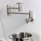 Wendell Two-Handle 1-Hole Wall Mount Pot Filler with Knurled Handle