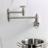 Wendell Two-Handle 1-Hole Wall Mount Pot Filler with Knurled Handle