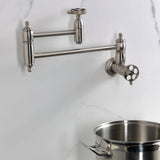 Wendell Two-Handle 1-Hole Wall Mount Pot Filler with Knurled Handle