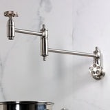 Wendell Two-Handle 1-Hole Wall Mount Pot Filler with Knurled Handle