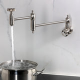 Wendell Two-Handle 1-Hole Wall Mount Pot Filler with Knurled Handle