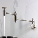 Wendell Two-Handle 1-Hole Wall Mount Pot Filler with Knurled Handle