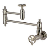 Wendell Two-Handle 1-Hole Wall Mount Pot Filler with Knurled Handle