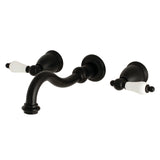 Vintage Double-Handle 3-Hole Wall Mount Bathroom Faucet