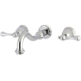 Vintage Double-Handle 3-Hole Wall Mount Bathroom Faucet